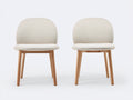 Sedia da pranzo - Tessuto-Legno - 51x57x79 cm - Crema-Naturale - Stile compatto arrotondato