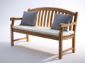 Panche da giardino - Teak-Tessuto - 162x65x91 cm - Marrone naturale-Bianco crema - Stile classico