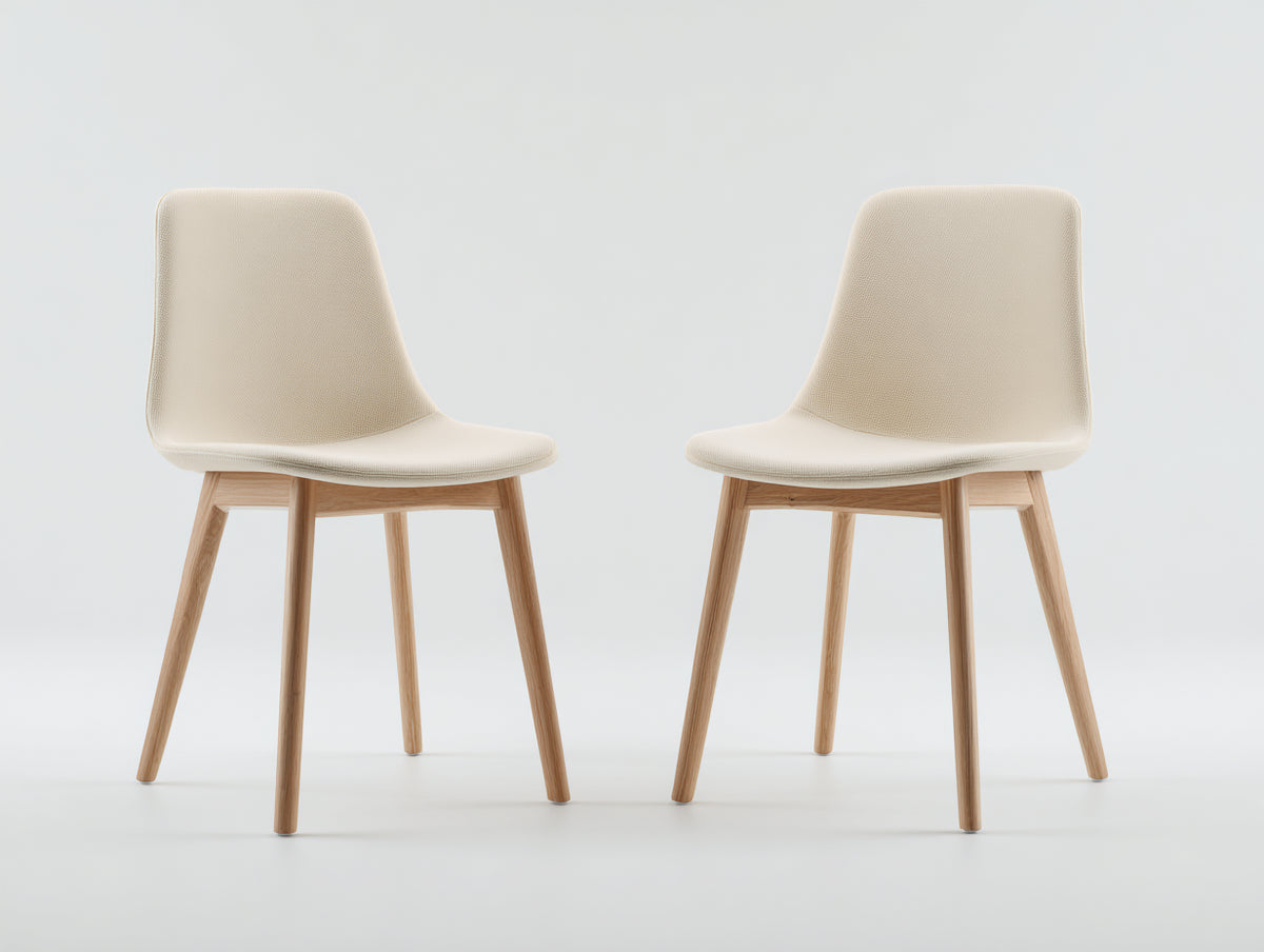 Sedia da pranzo - Tessuto-Legno - 48x54x82 cm - Avorio-Naturale - Stile moderno pulito