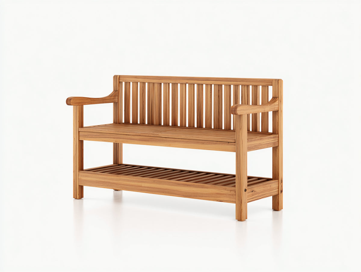 Panche da giardino - Teak - 154x61x89 cm - Marrone dorato - Stile minimalista