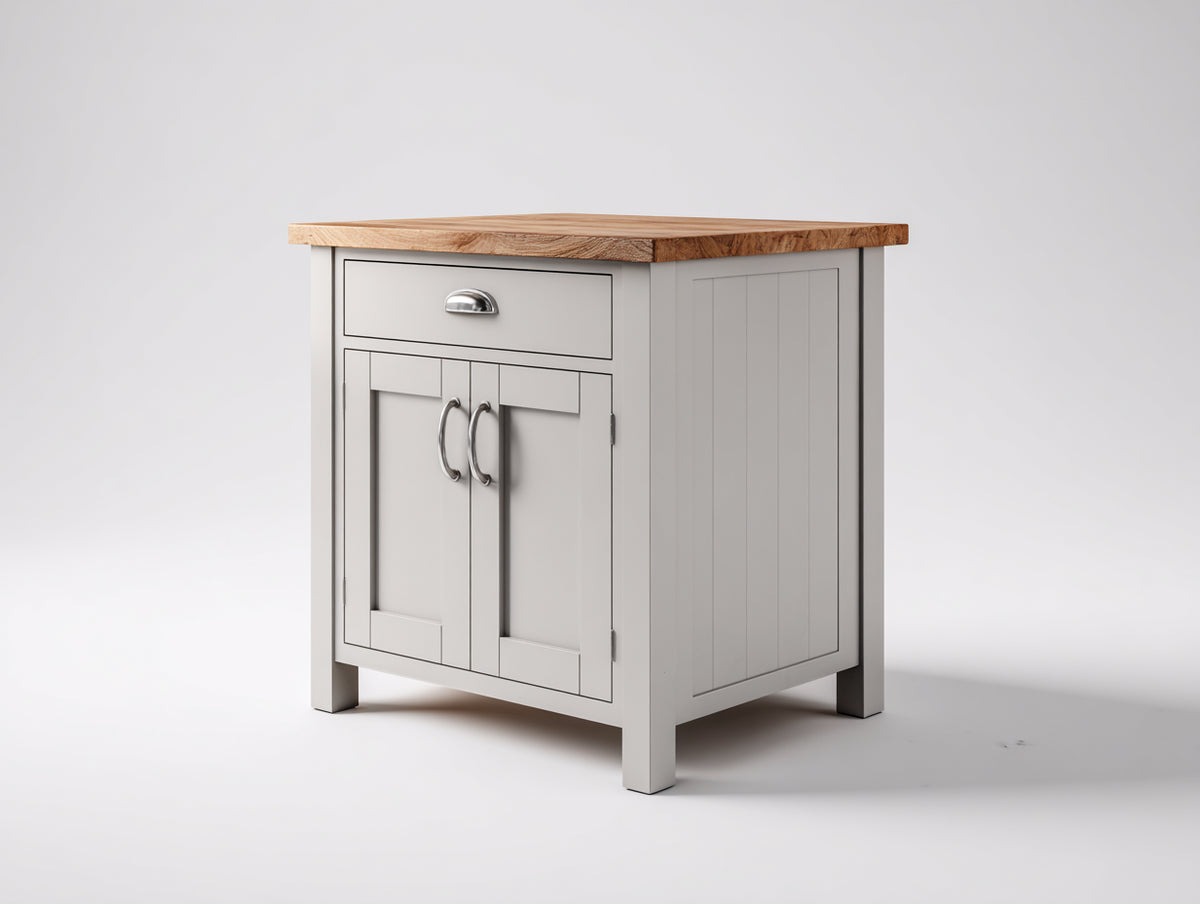 Credenza - Legno-MDF - 76x48x91 cm - Grigio chiaro-Rovere naturale - Stile country compatto con contenitore