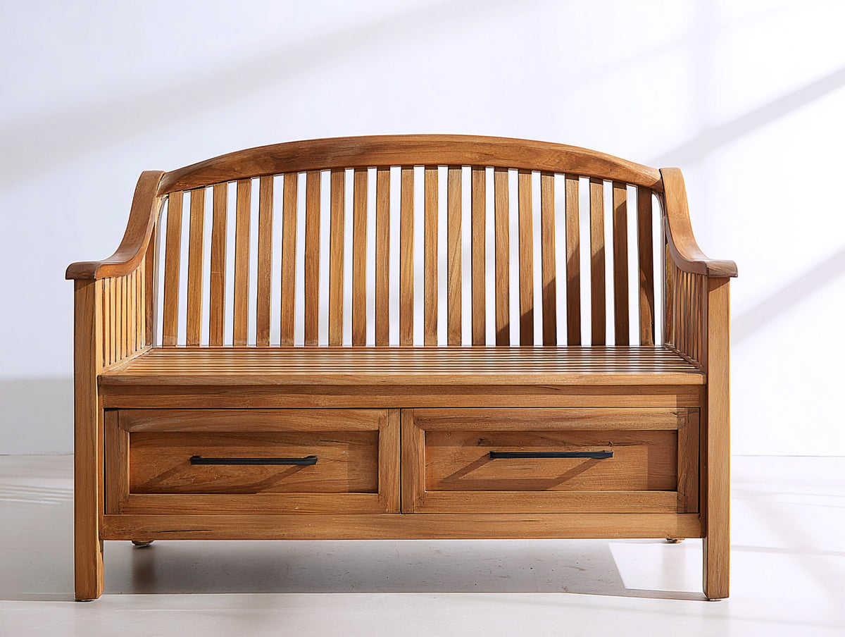 Panche da giardino - Teak - 156x64x91 cm - Marrone miele - Stile classico