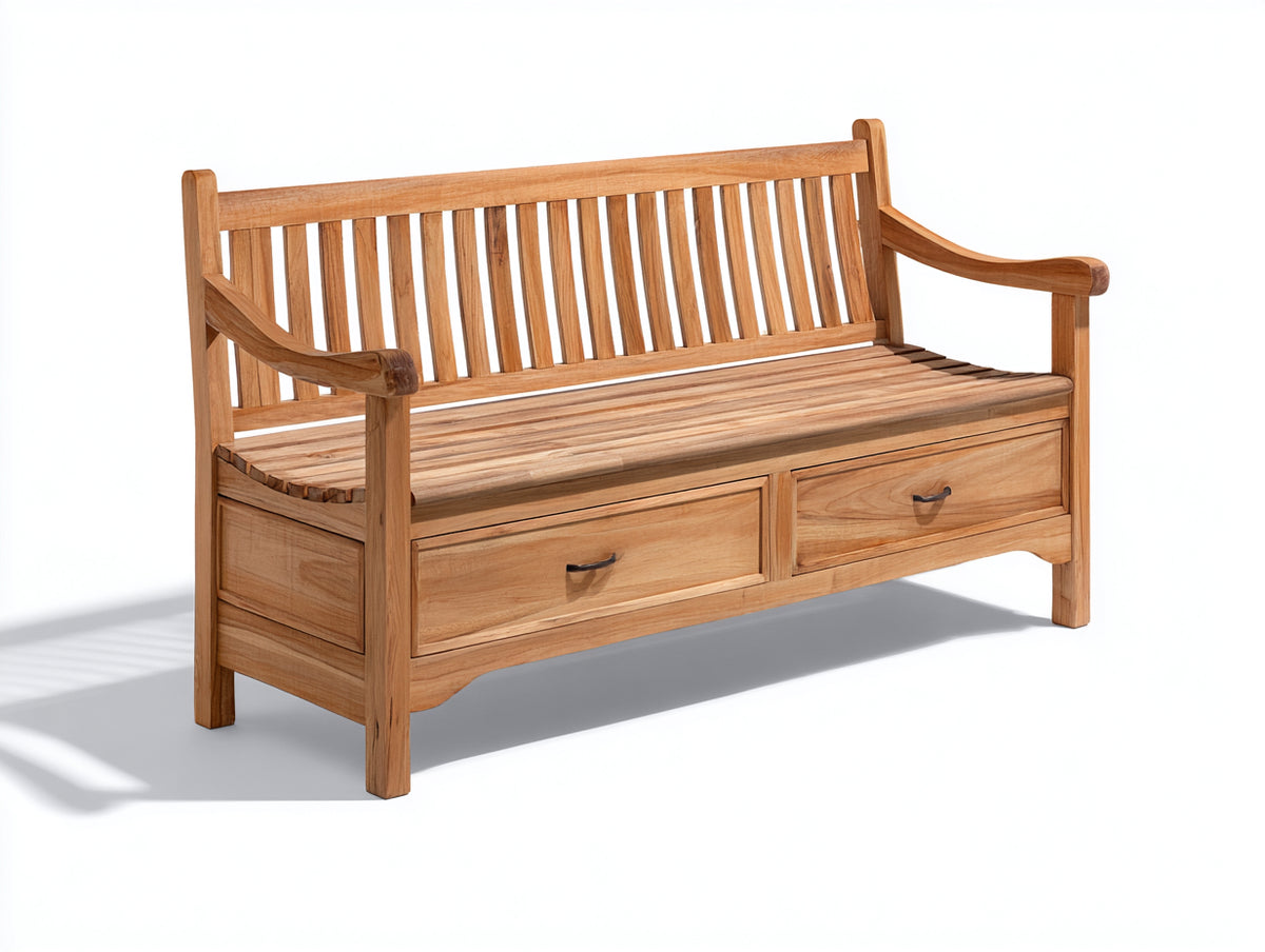 Panche da giardino - Teak - 166x66x92 cm - Marrone teak - Stile funzionale