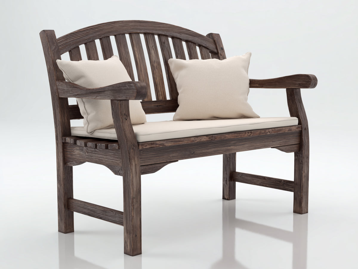 Panche da giardino - Legno massello-Tessuto - 146x64x92 cm - Marrone scuro-Avorio - Stile rustico
