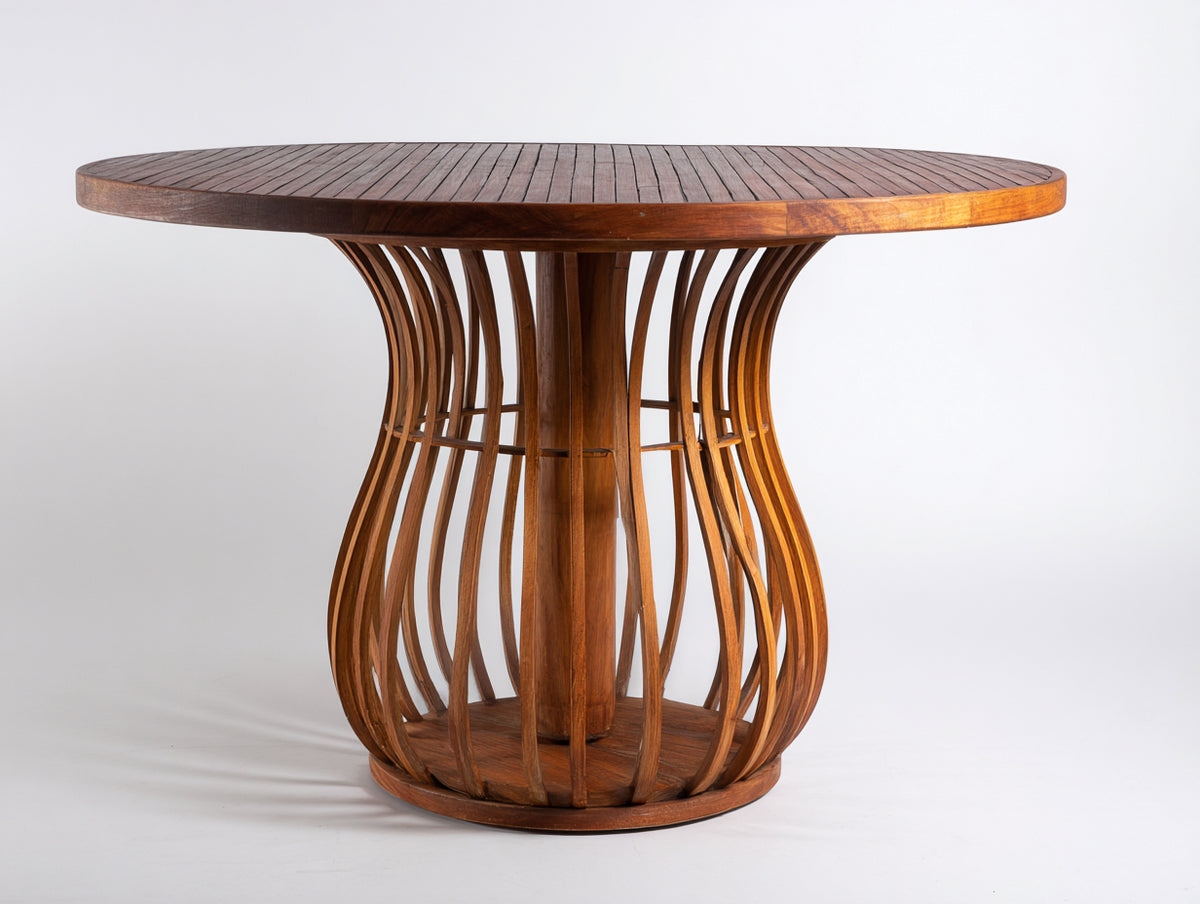 Tavolo da giardino - Teak - 124x124x76 cm - Marrone scuro - Stile scultoreo