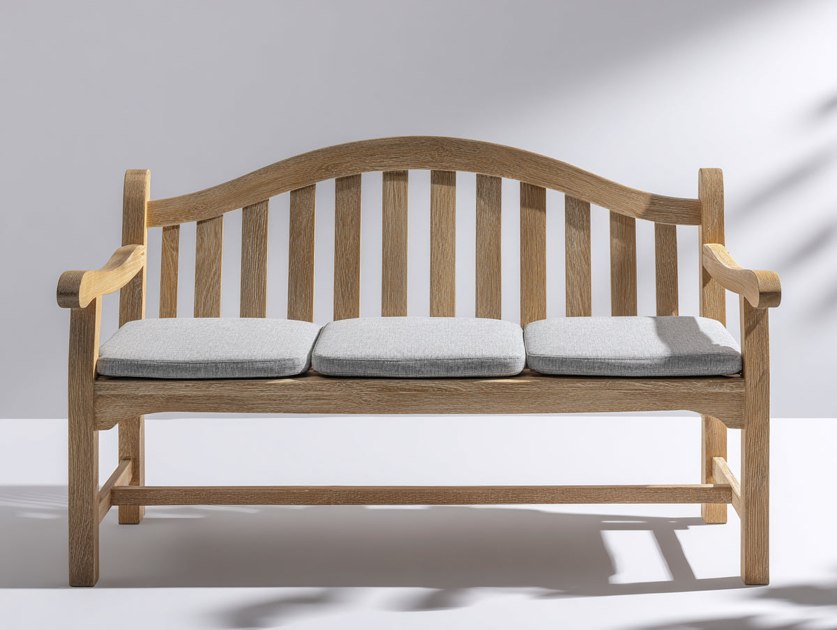 Panche da giardino - Legno massello-Tessuto - 172x68x93 cm - Marrone naturale-Grigio argento - Stile rustico