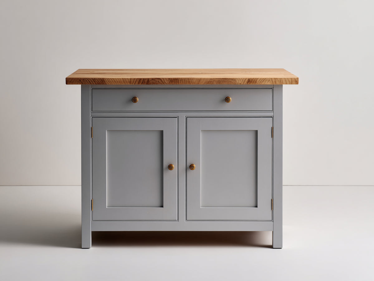 Credenza - Legno-MDF - 94x52x91 cm - Grigio-Rovere naturale - Stile country con piano d'appoggio e contenitore