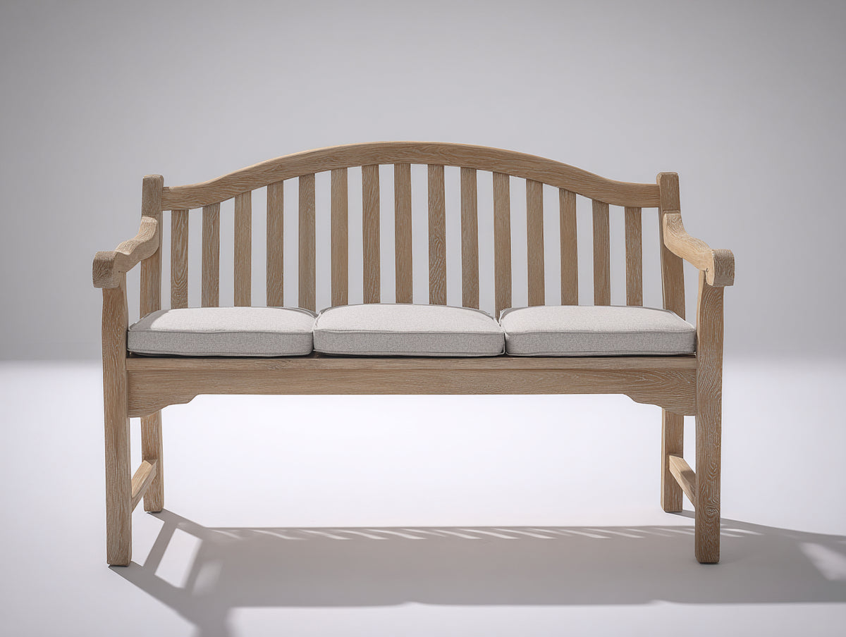 Panche da giardino - Legno massello-Tessuto - 170x67x94 cm - Legno naturale-Grigio chiaro - Stile classico
