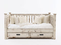 Divano letto - Legno - 216x104x103 cm - Bianco anticato - Stile farmhouse