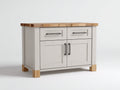 Credenza - Legno-MDF - 106x53x89 cm - Bianco crema-Rovere naturale - Stile rustico moderno con piedini in legno