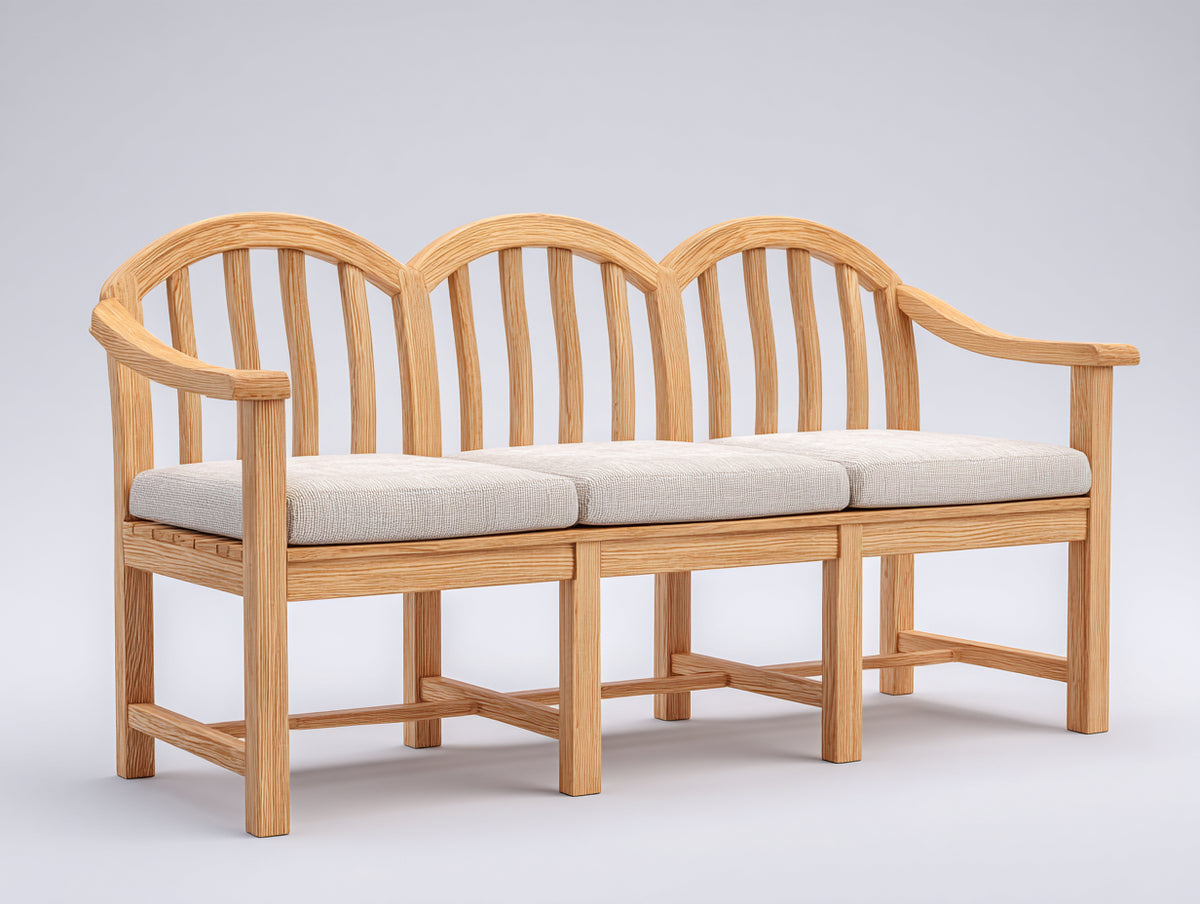 Panche da giardino - Rovere-Tessuto - 176x67x93 cm - Rovere chiaro-Avorio - Stile country