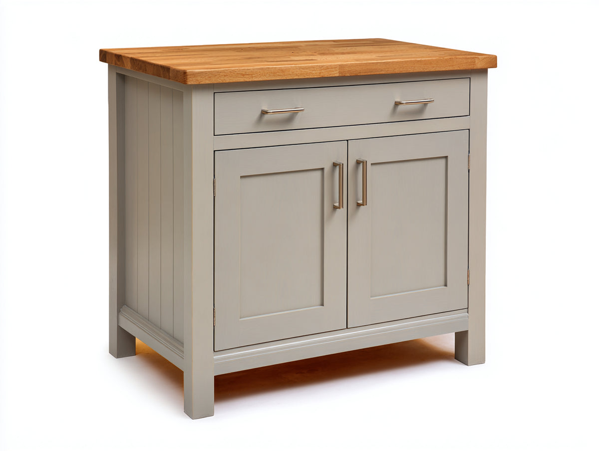 Credenza - Legno-MDF - 96x52x92 cm - Tortora-Rovere naturale - Stile farmhouse con contenitore