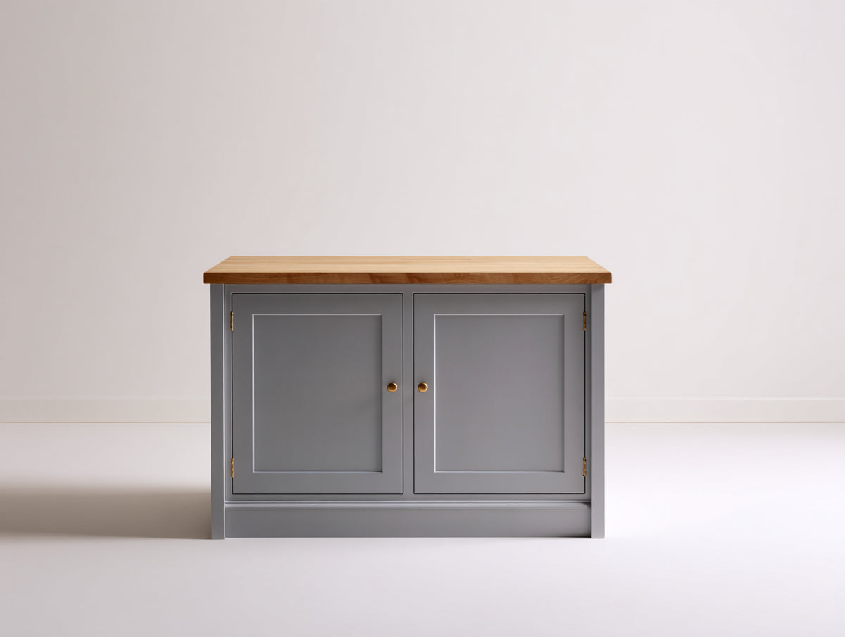 Credenza - Legno-MDF - 92x50x84 cm - Grigio fumo-Rovere naturale - Stile classico con base chiusa