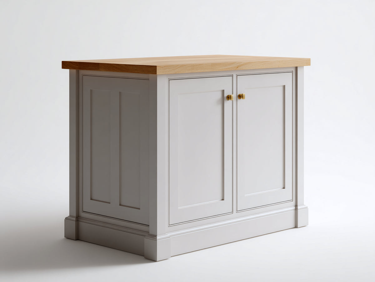 Credenza - Legno-MDF - 102x54x91 cm - Greige-Rovere naturale - Stile classico con zoccolo sagomato