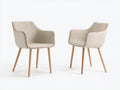 Sedia da pranzo - Tessuto-Legno - 58x61x82 cm - Beige-Naturale - Stile moderno avvolgente