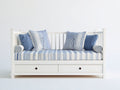 Divano letto - Legno - 207x96x88 cm - Bianco - Stile costiero con contenitore