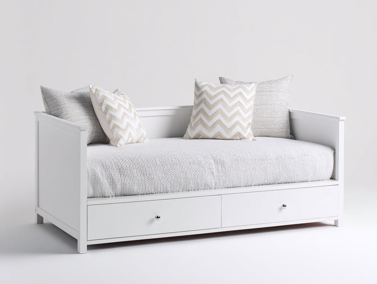 Divano letto - Legno - 203x96x83 cm - Bianco - Stile minimalista