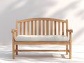 Panche da giardino - Frassino-Tessuto - 148x63x90 cm - Frassino naturale-Bianco avorio - Stile tradizionale