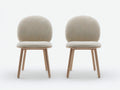 Sedia da pranzo - Tessuto-Legno - 52x56x80 cm - Beige chiaro-Naturale - Stile scandinavo morbido