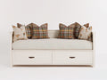 Divano letto - Legno - 205x94x82 cm - Bianco - Stile country classico con contenitore